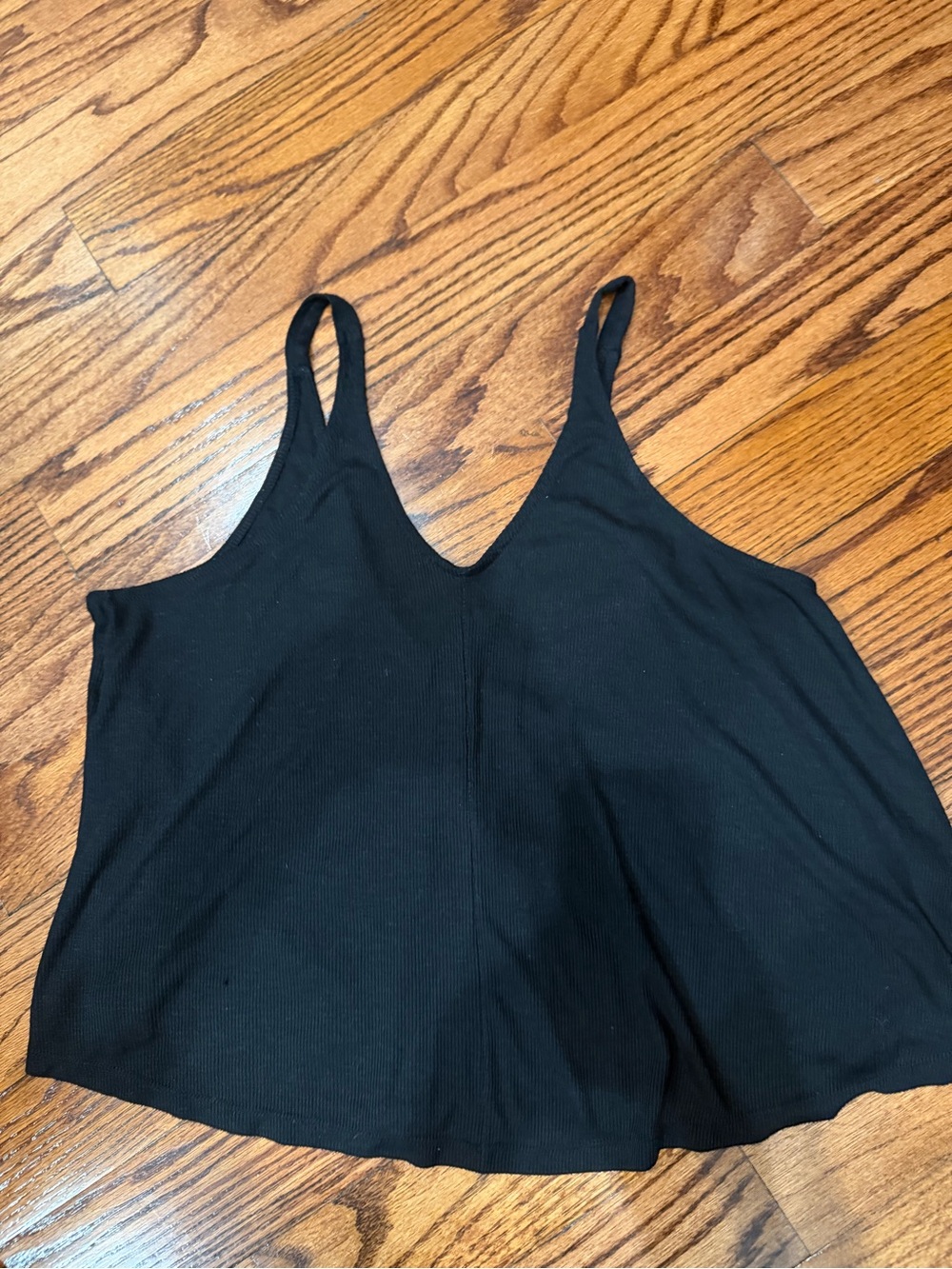 Free People Black Ribbed V-Neck Tank